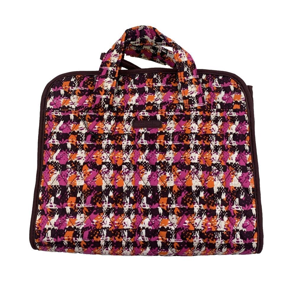Vera Bradley Hanging Travel Organizer Pink Houndstooth Tweed 15722 Fabric Orange